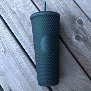 Starbucks Dark Green Jelly Studded Tumbler 24oz Venti Travel Mug Cup Straw